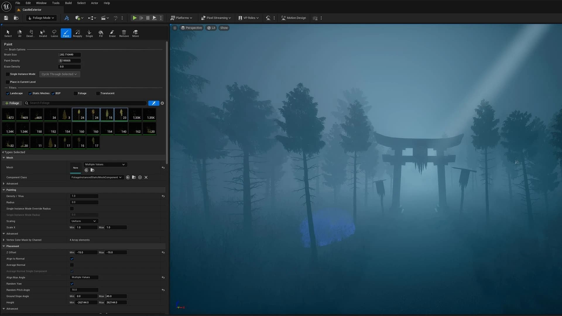 Use the Foliage tool to instantly plant thousands of trees and grass to create beautiful sceneries.