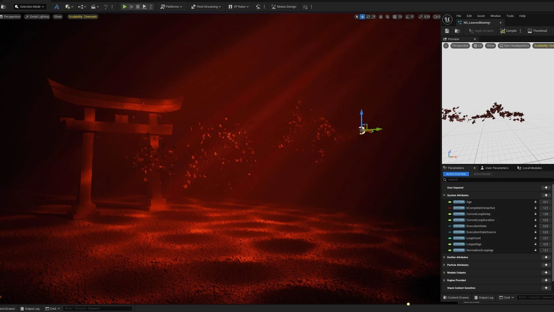 Create particle systems and FX using Unreal’s Niagara tools.